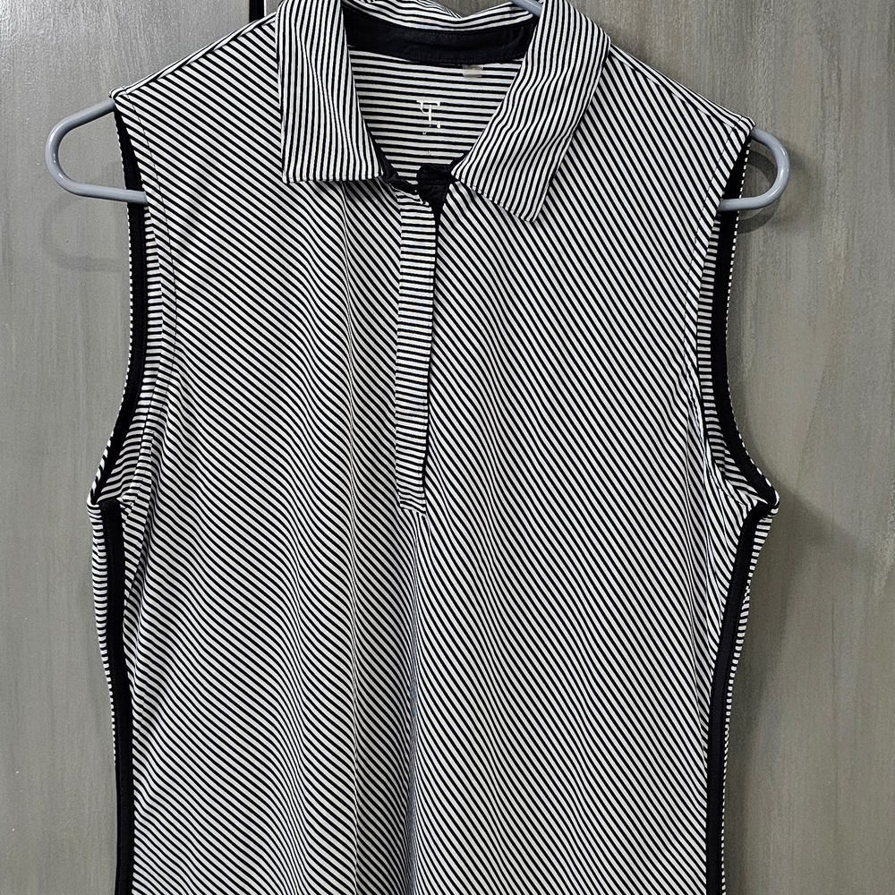 Black and White Striped Sleeveless Top